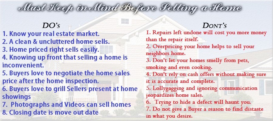 Homeowners must keep in mind these following points before listing their homes for selling.